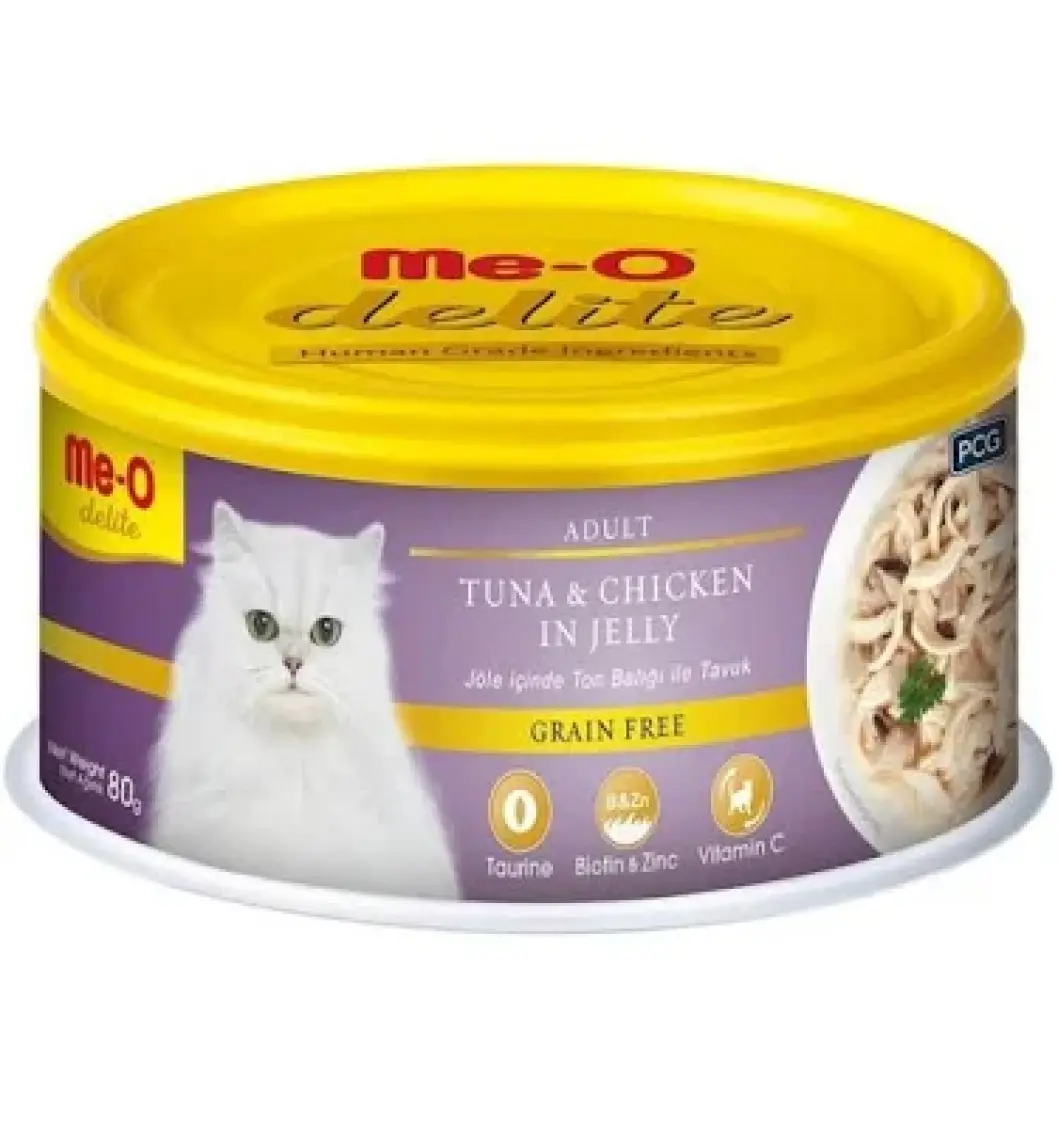 Me-O Delite Ton Balık ve Tavuklu Tahılsız Kedi Konservesi 80 gr
