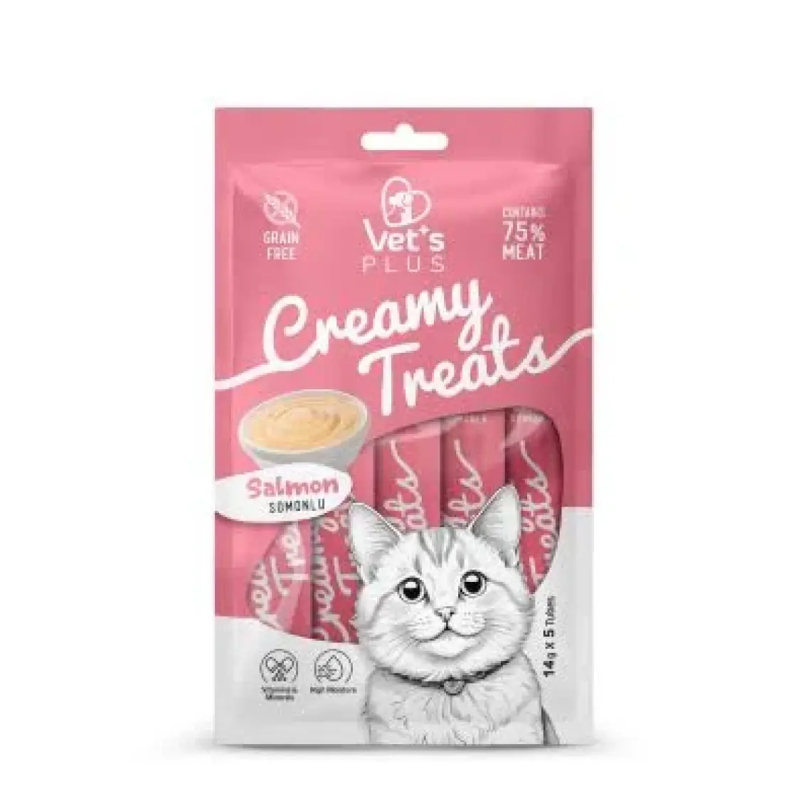 Vet's Plus Somonlu Krema Kedi Ödülü 5x14gr