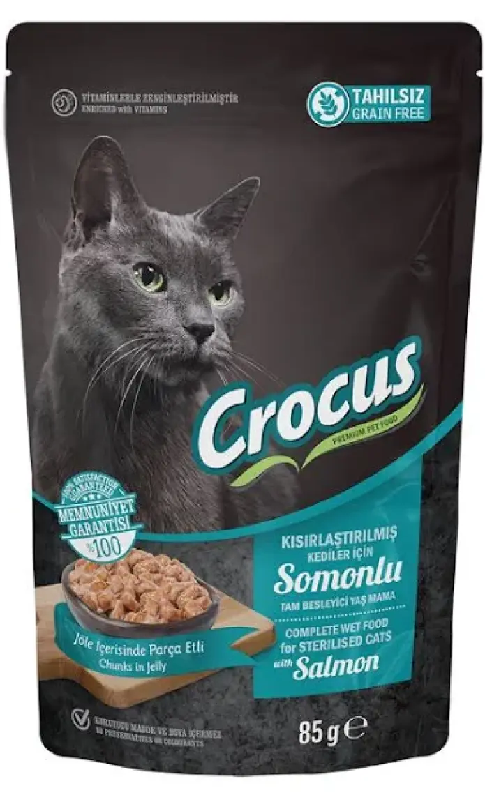 Crocus Tahılsız Pouch Jöleli Somonlu Kısırlaştırılmış Konserve Ke