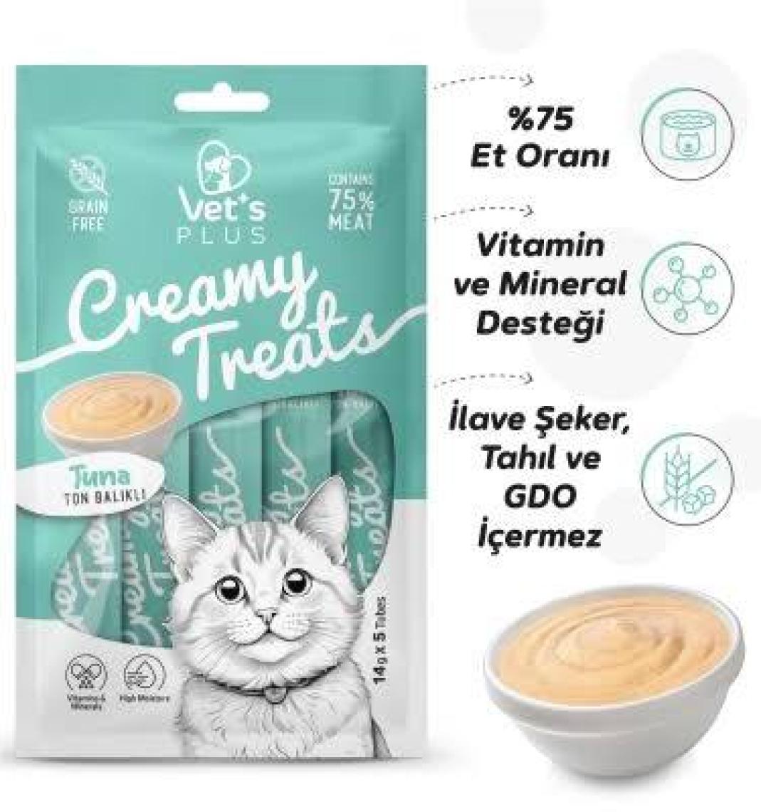 Vet's Plus Ton Balıklı Krema Kedi Ödülü 5x14gr