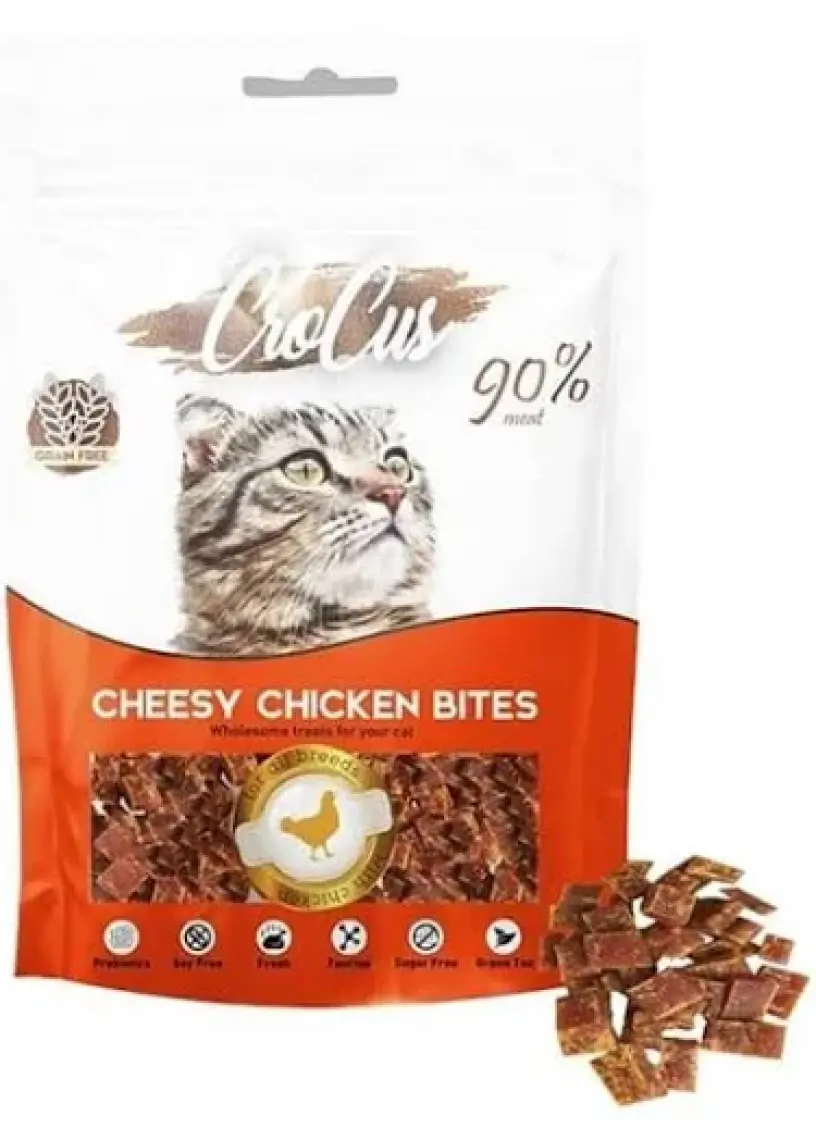 Crocus Cheesey Chicken Bites Peynir ve Tavuk Etli Tahılsız Kedi Ödülü 80g