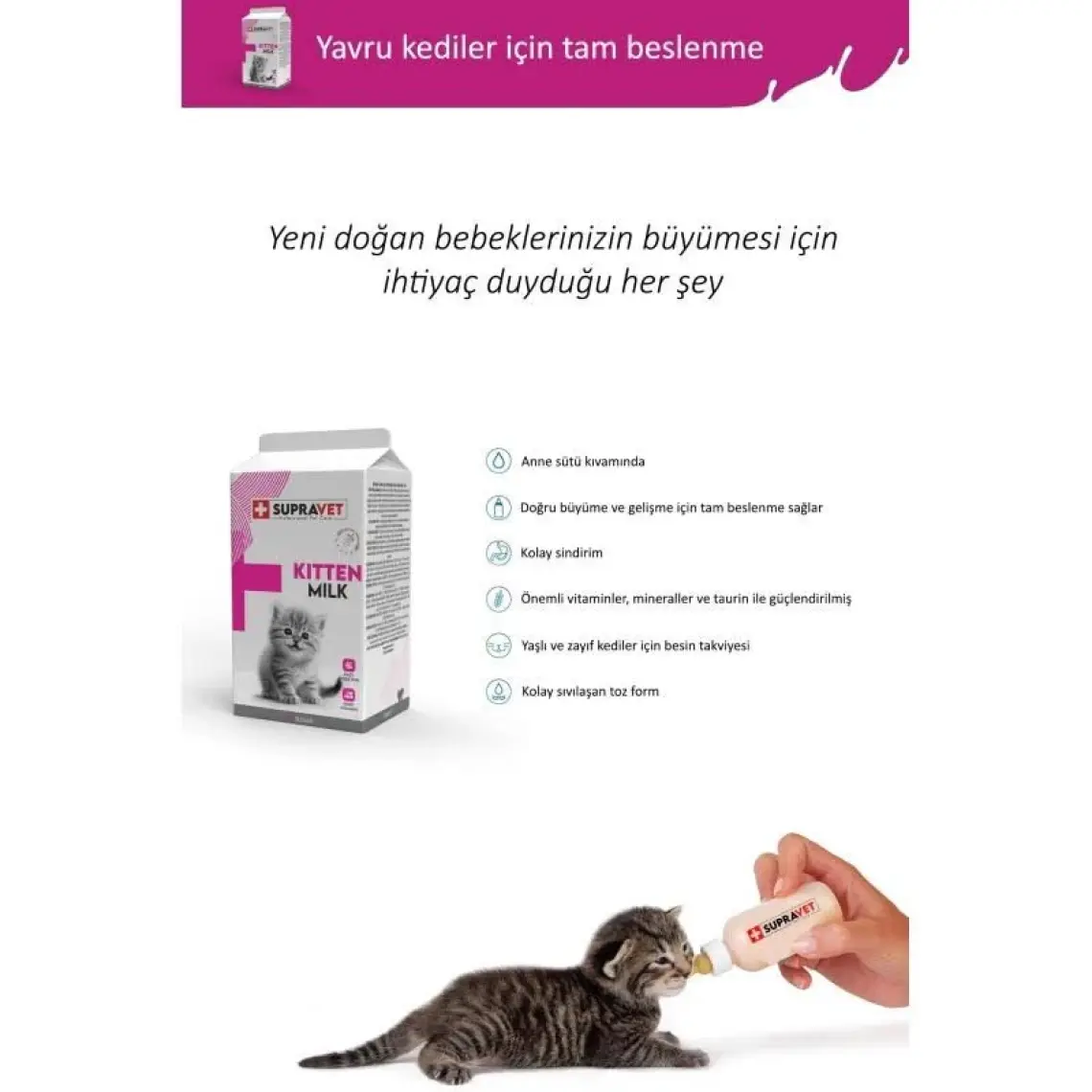 Supravet Hamile ve Yavru Kediler Için Taurinli Süt Tozu 150  gr