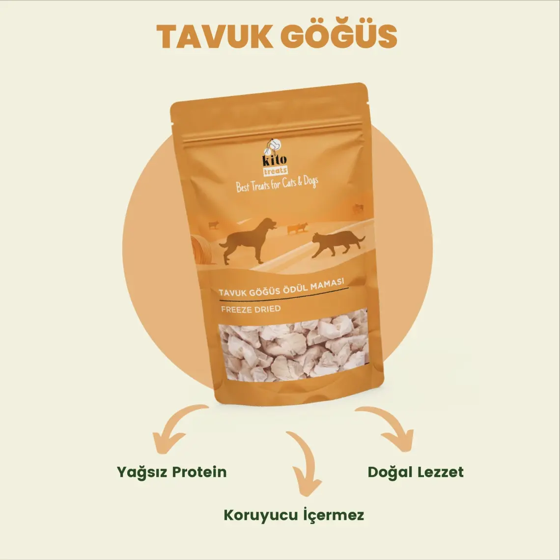 Kito Freeze Dried Tavuk Göğüs Kedi Ödül Maması %100 Doğal, Glutensiz 30 gr(Cat Treat)
