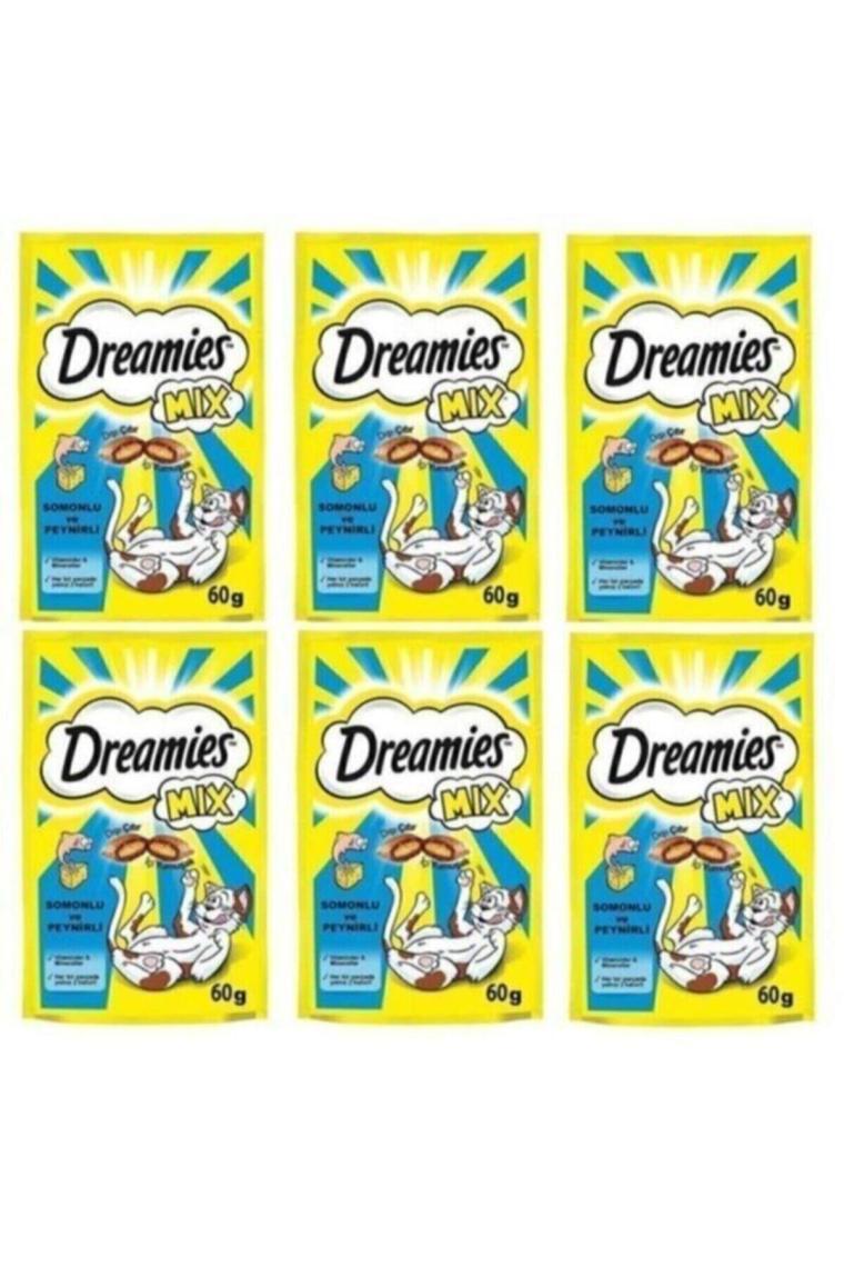 Dreamies Mix Peynirli ve Somonlu 60 gr 6'lı Kedi Ödül Maması