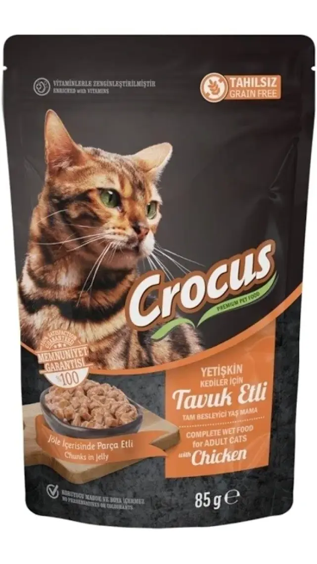 Crocus Tahılsız Pouch Jöleli Tavuklu Yetişkin Konserve Kedi Mamas