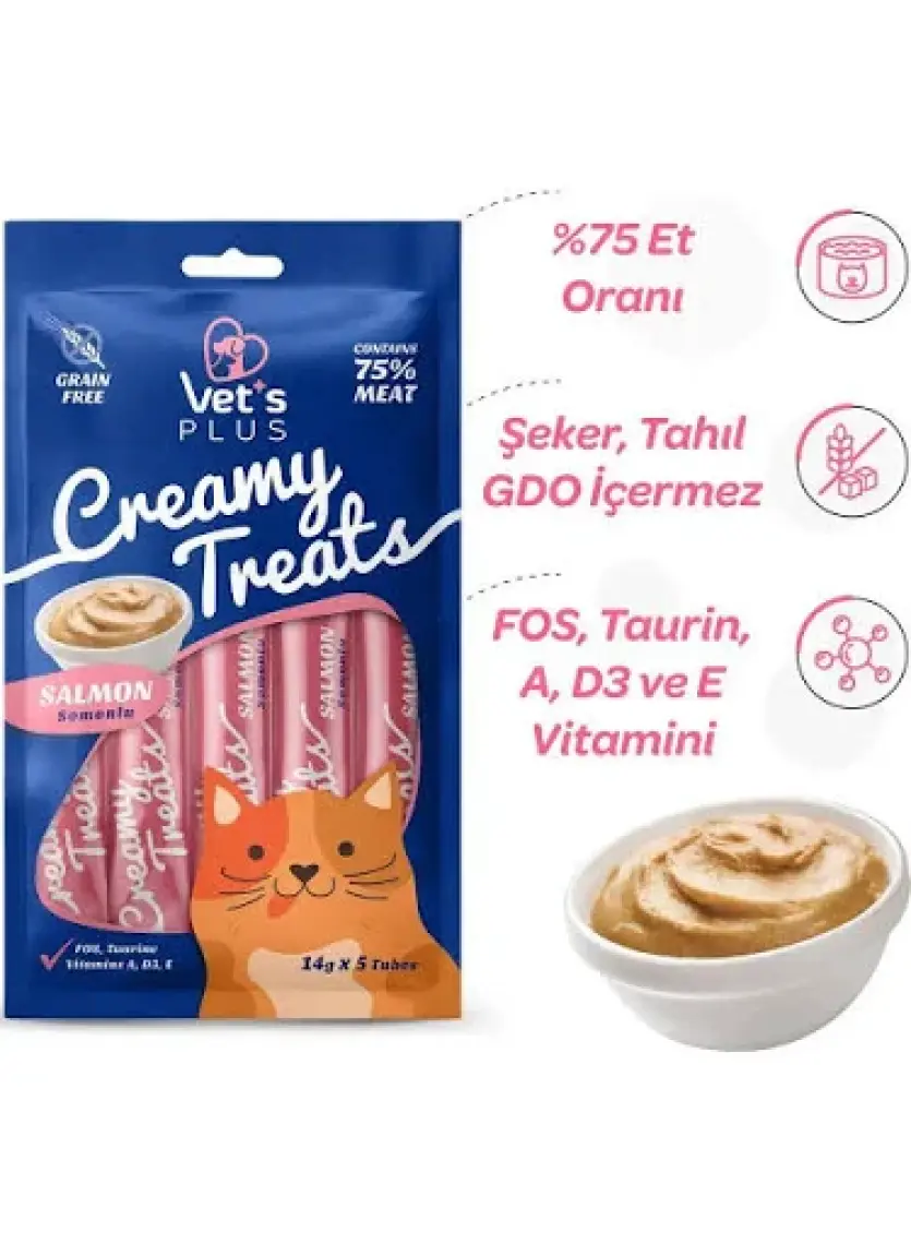 Vet's Plus Somonlu Krema Kedi Ödülü 5x14gr