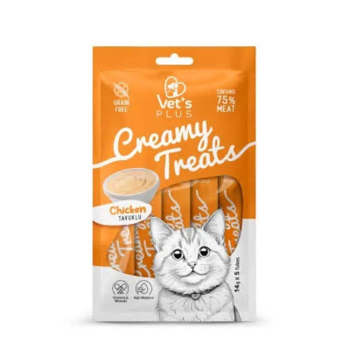 Vet's Plus Tavuklu Krema Kedi Ödülü 5x14gr