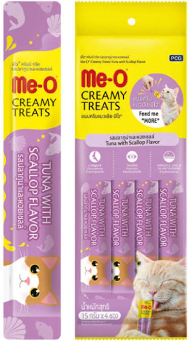 Meo Kremalı Ton Balık ve Deniz Taraklı Kedi Sıvı Ödül Maması 4x15