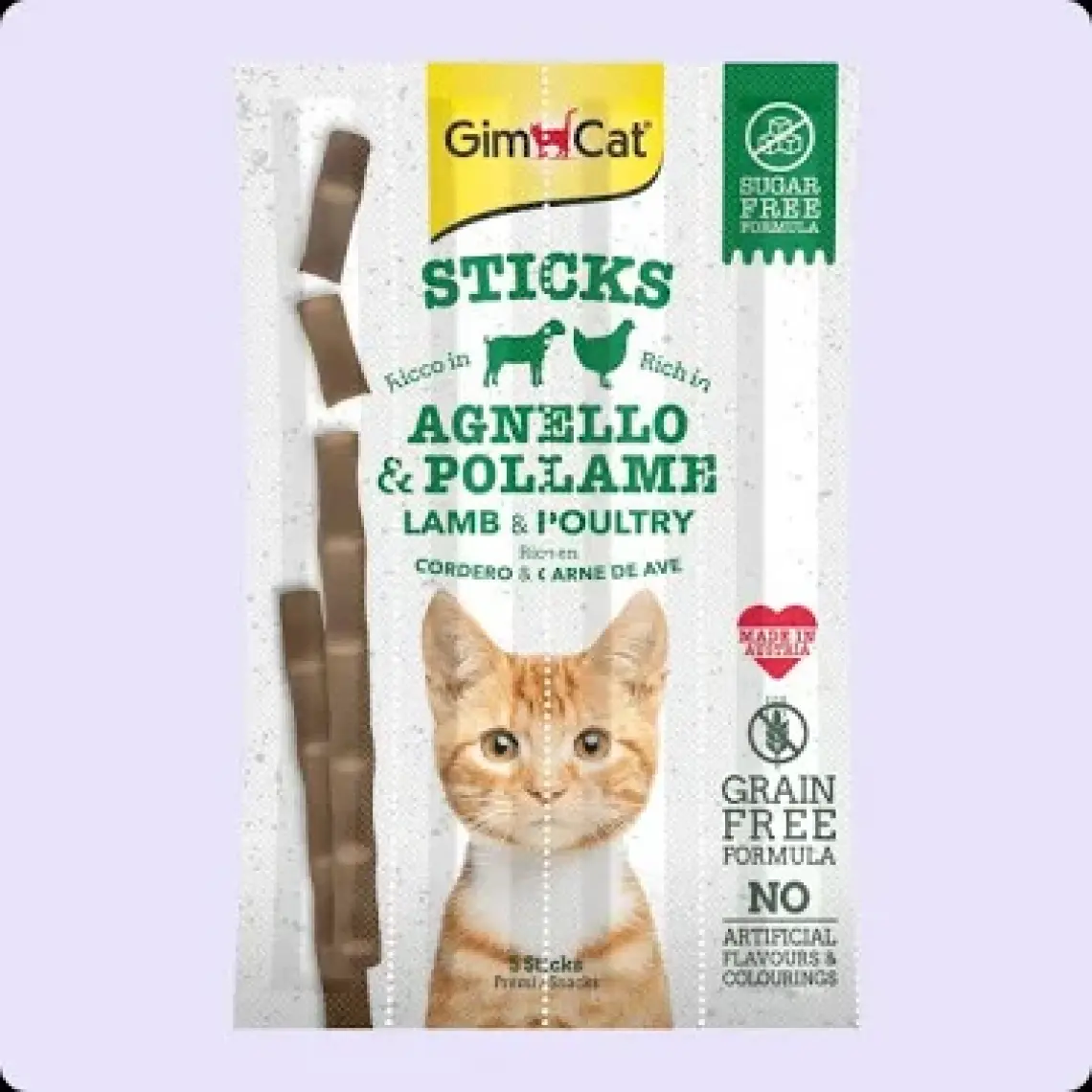 Gimcat Sticks Kuzu Tavuklu Kedi Ödül Çubuğu 4 Adet 20 Gr