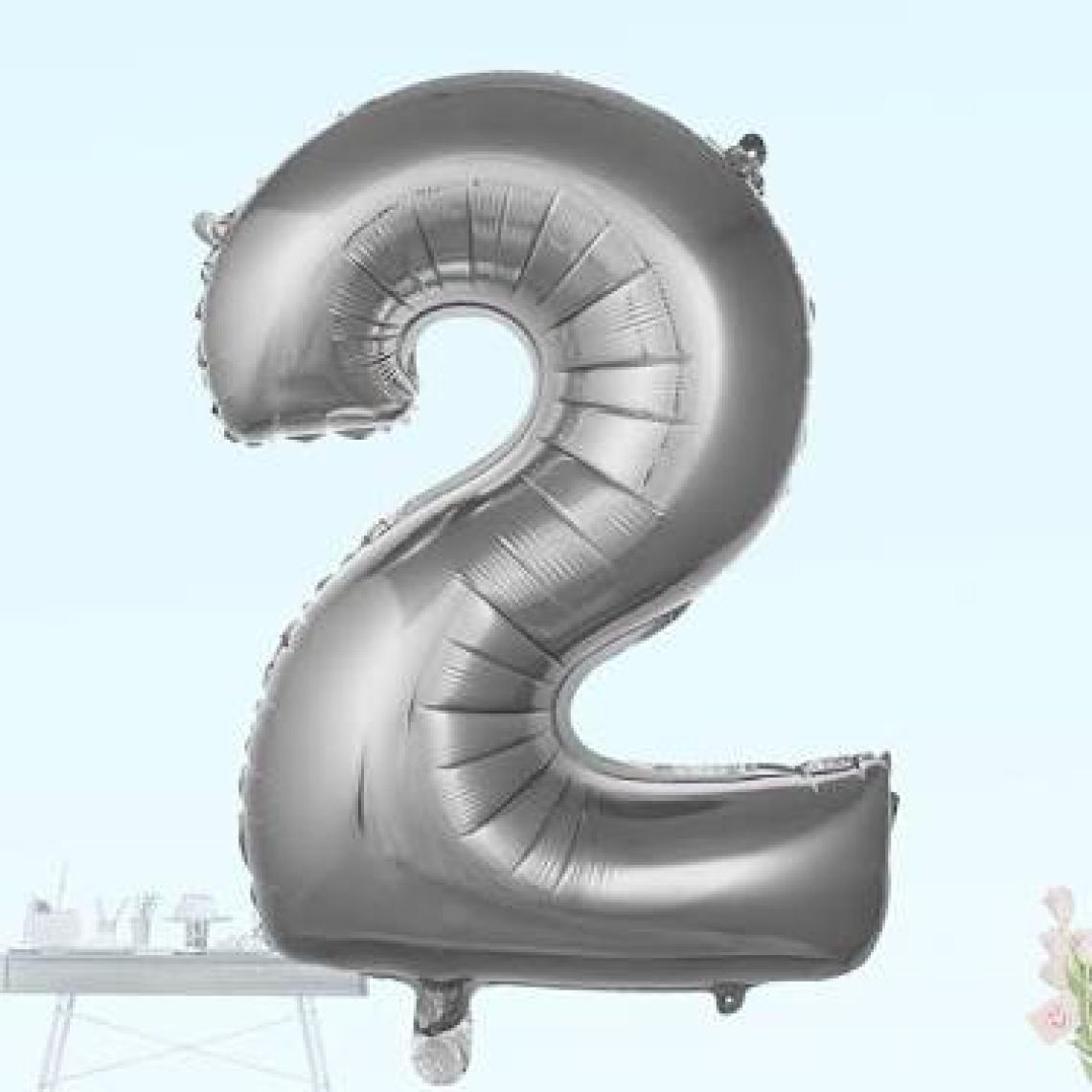 Süsle Bebek ve Parti 2 Yaş Rakam Folyo Balon, 100 cm - Gümüş
