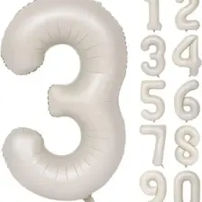 Krem Renk Rakam Folyo Balon 3