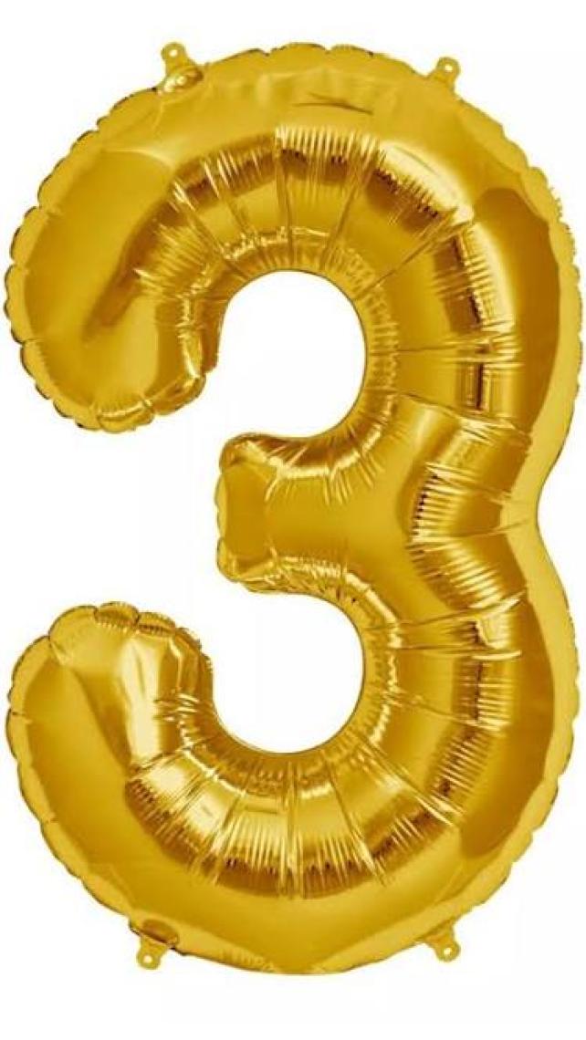 Tatlı Günler Altın Folyo Balon 40" Inç 100  cm  3 Rakamı