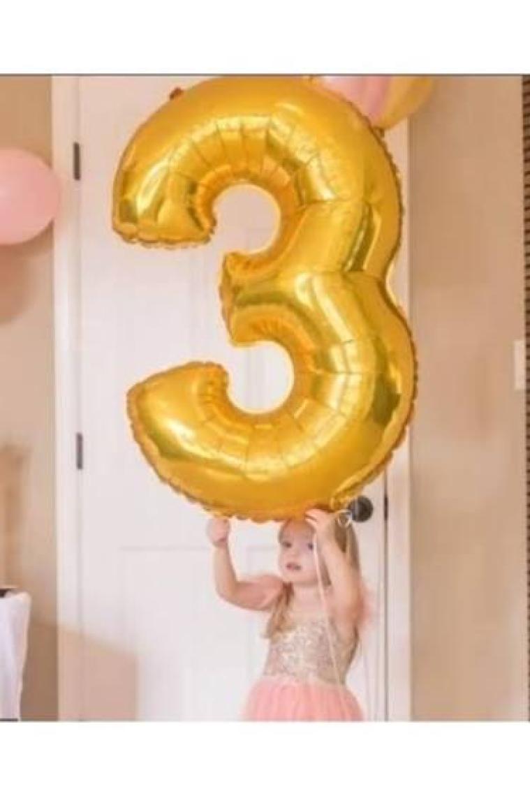 Tatlı Günler Altın Folyo Balon 40" Inç 100  cm  3 Rakamı