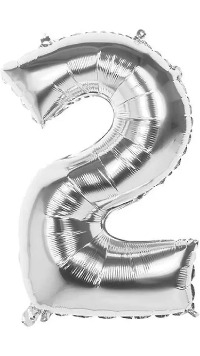 Partijet 2 Rakam Gümüş Folyo Balon 40 cm