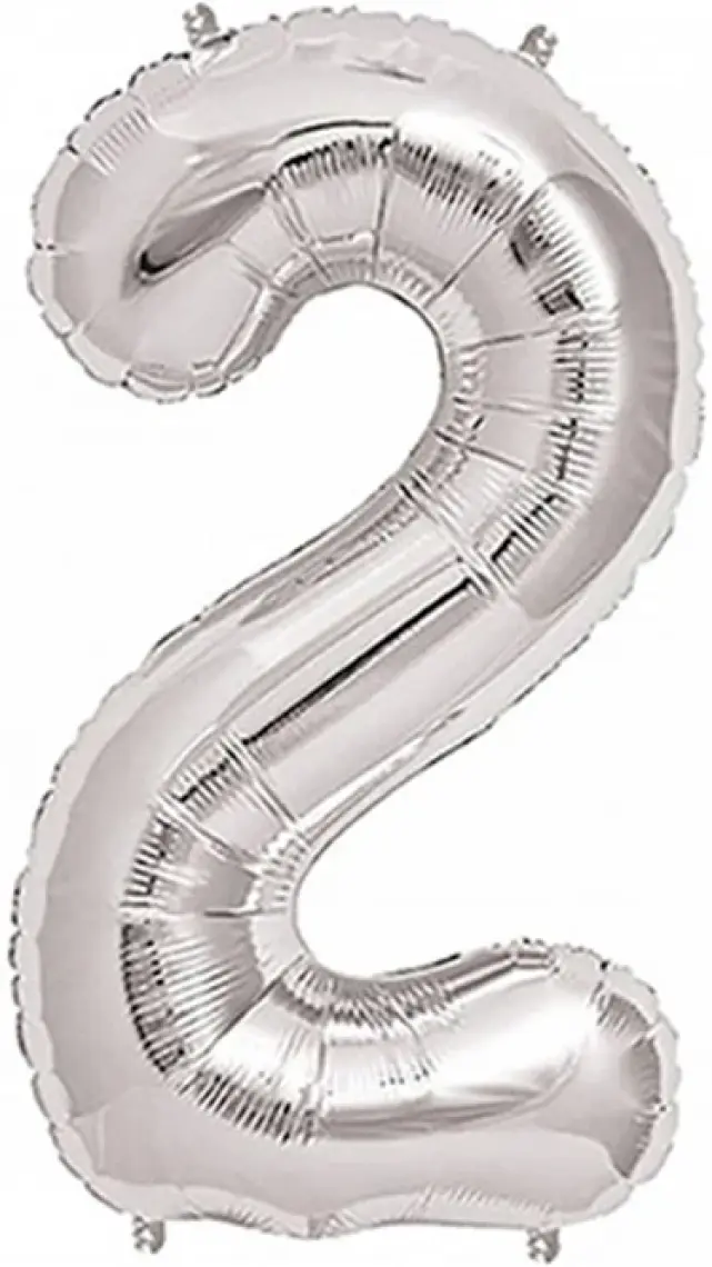 Partijet 2 Rakam Gümüş Folyo Balon 40 cm