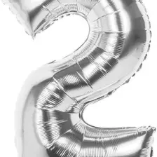 Partijet 2 Rakam Gümüş Folyo Balon 40 cm