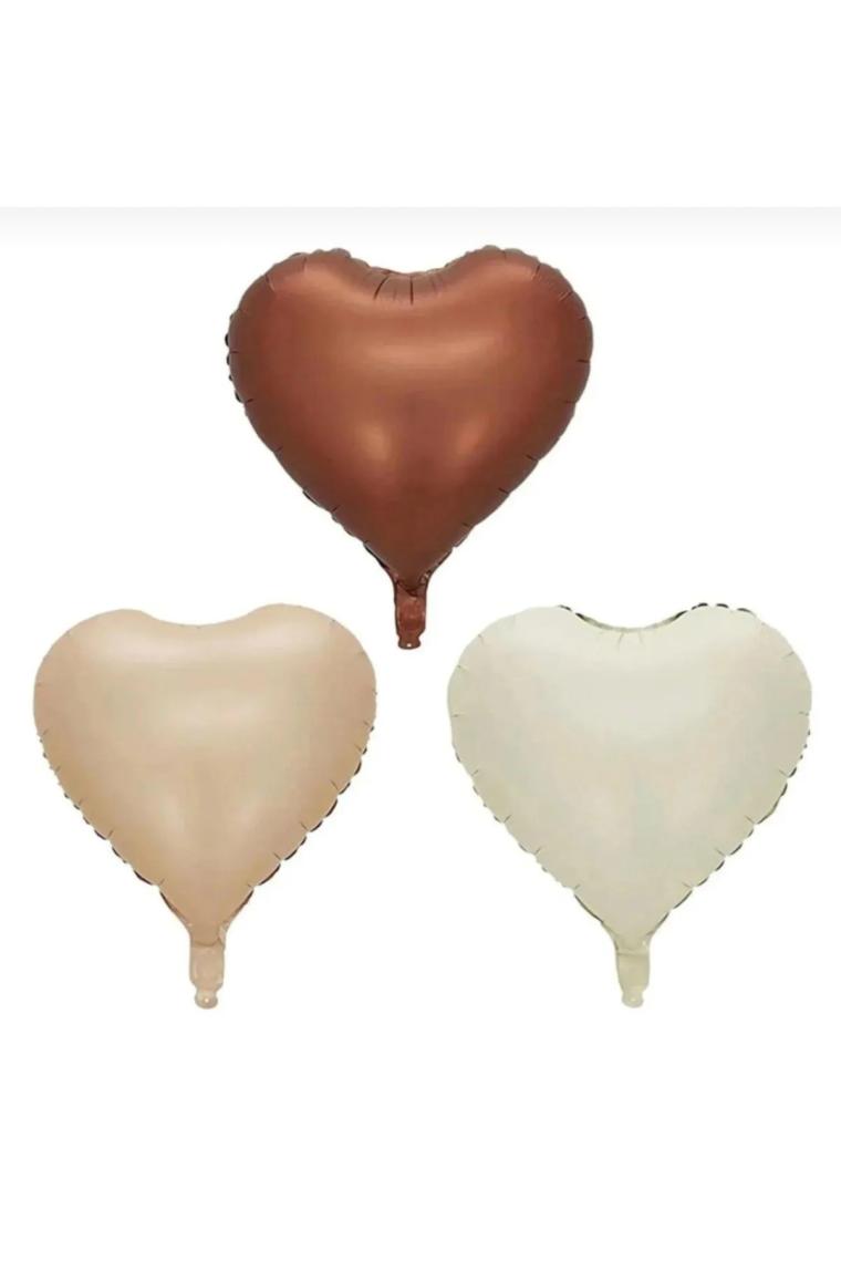 Pekshop Retro Krem Yaş Balonlu Karamel Kahve Kalpli Retro Doğum Günü Yaş Balon Seti
