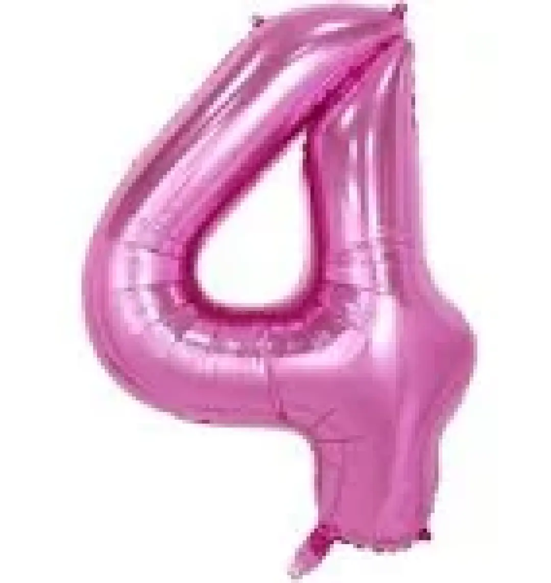 Parti Sürprizi Pembe Renk 4 Rakam Folyo Balon 100 cm