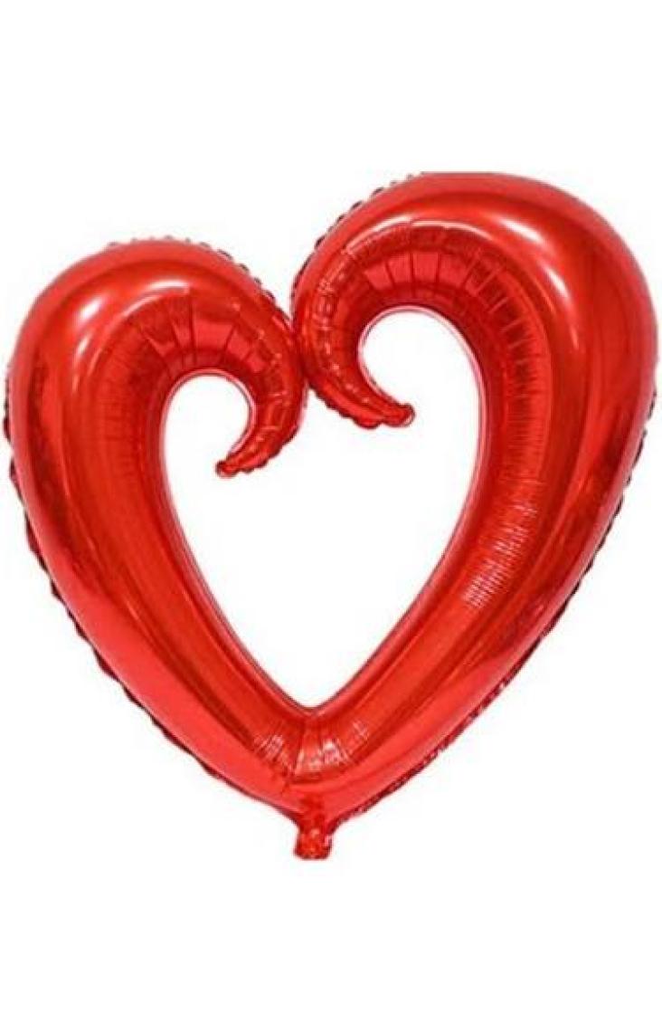 Kıvrımlı Kalp Folyo Balon Kırmızı