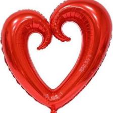 Kıvrımlı Kalp Folyo Balon Kırmızı