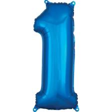 Parti Sürprizi Mavi Renk 1 Rakam Folyo Balon 100 cm