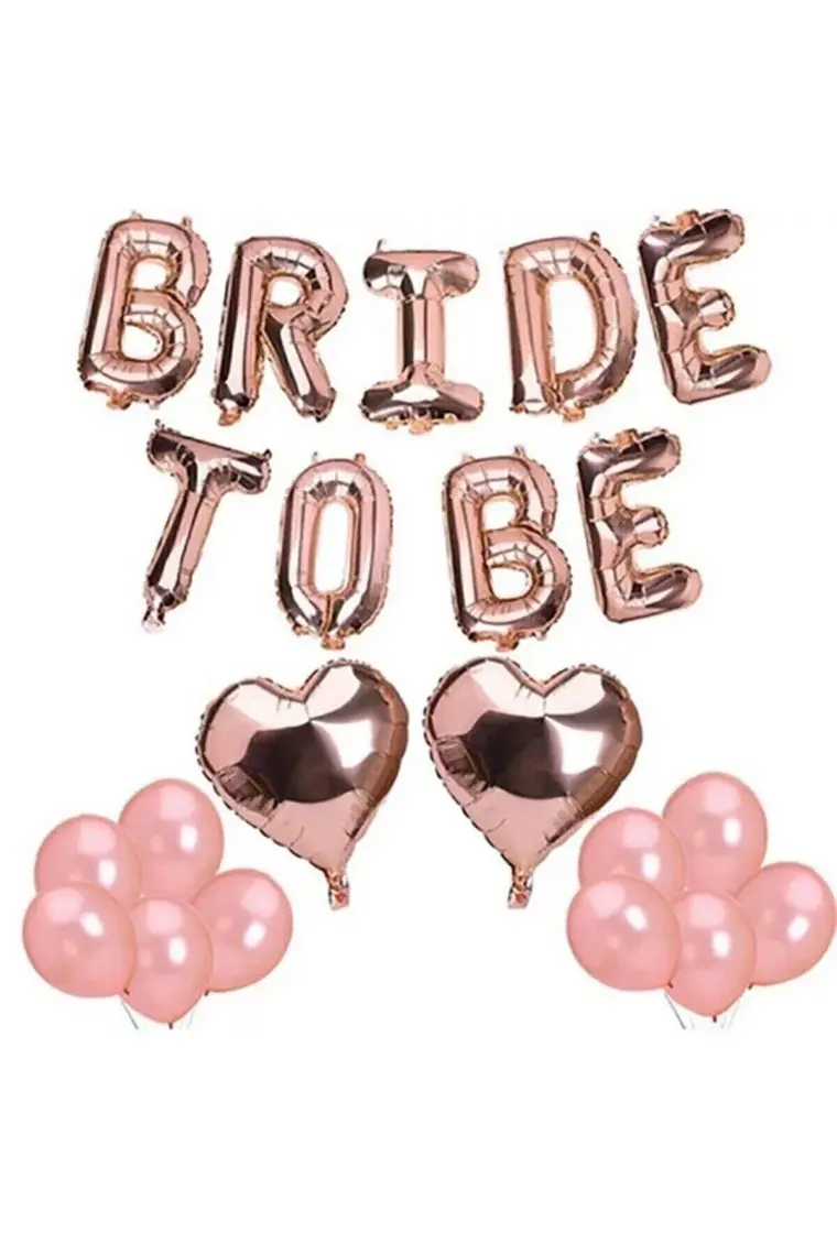 Pekshop Bride To Be Folyo Balon Seti - Bekarlığa Veda Bride Partisi Balon Süsleme Rose Gold Büyük