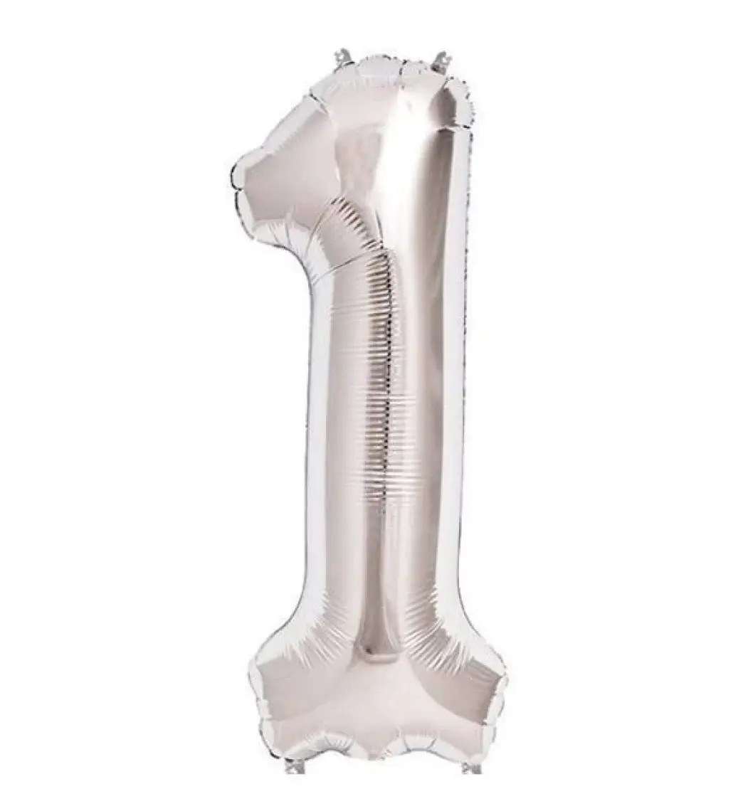 Balonevi 1 Rakamı Gümüş Folyo Balon 16 Inch 40 cm