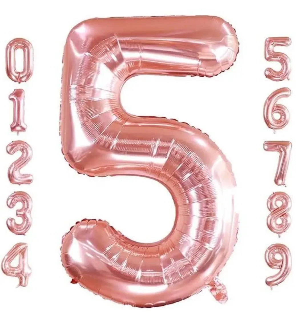 Patladı Gitti 5 Beş Rakam Rose Gold Folyo Balon 32-34" Inc 82 cm