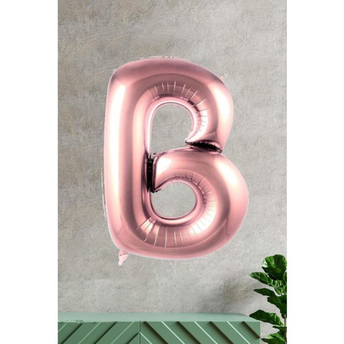 Pekshop B Harfi Rose Gold Folyo Balon 100 cm 40 Inç 1 Metre Baş Harf Balon