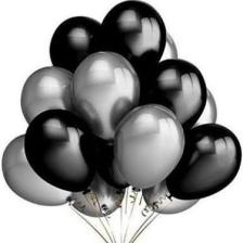 Tatlı Günler Partiniseç 25 Adet Metalik Sedefli (Siyah-Gümüş Gri) Karışık Balon Helyumla Uçan