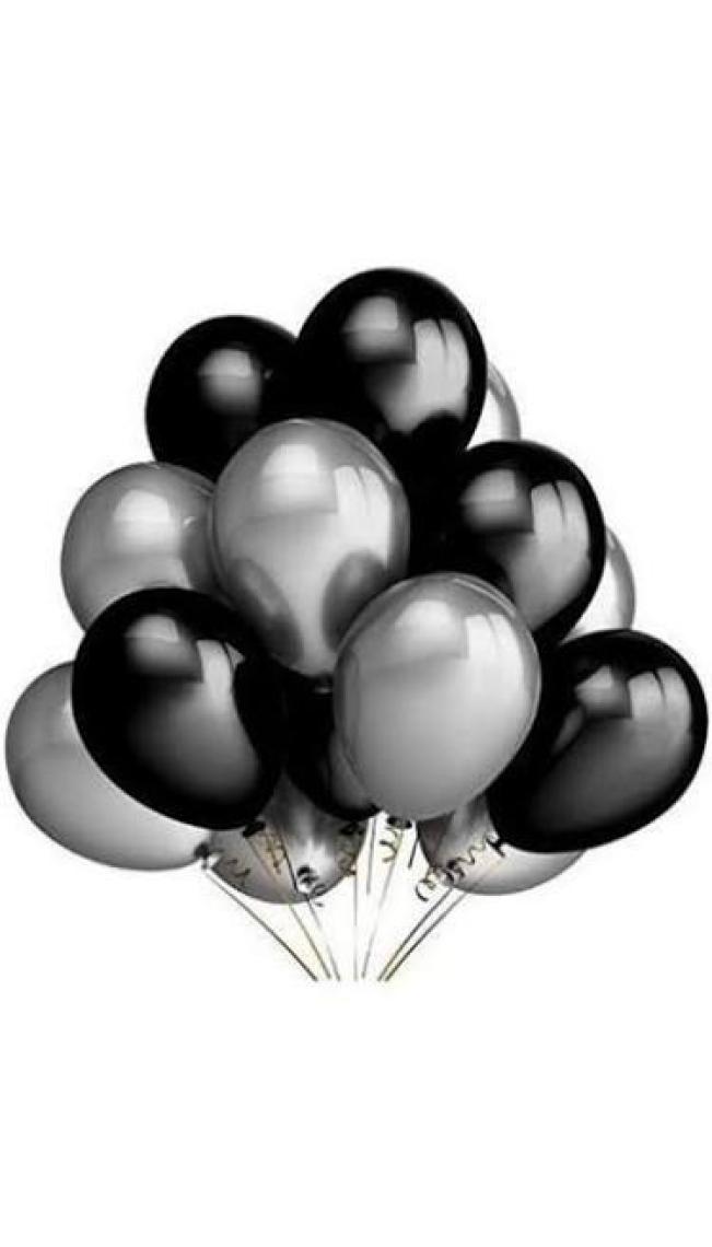 Tatlı Günler Partiniseç 25 Adet Metalik Sedefli (Siyah-Gümüş Gri) Karışık Balon Helyumla Uçan