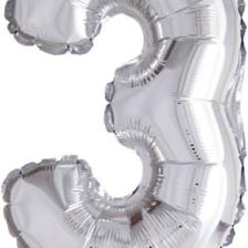 Tuğra Folyo Gümüş Renk Rakam 3 Balon 100 cm
