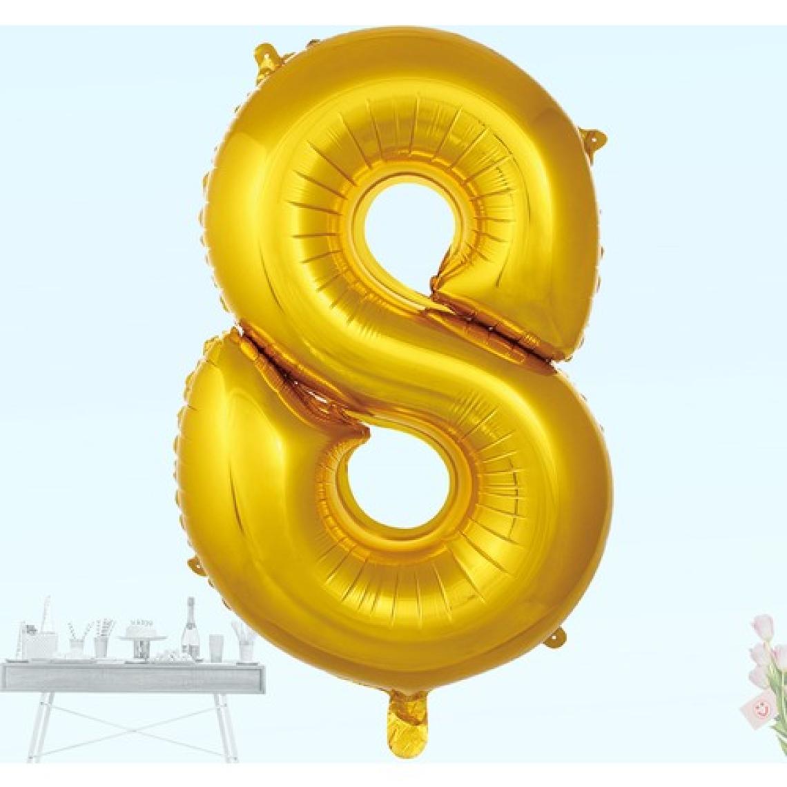 Süsle Bebek ve Parti 8 Yaş Rakam Folyo Balon, 100 cm - Altın