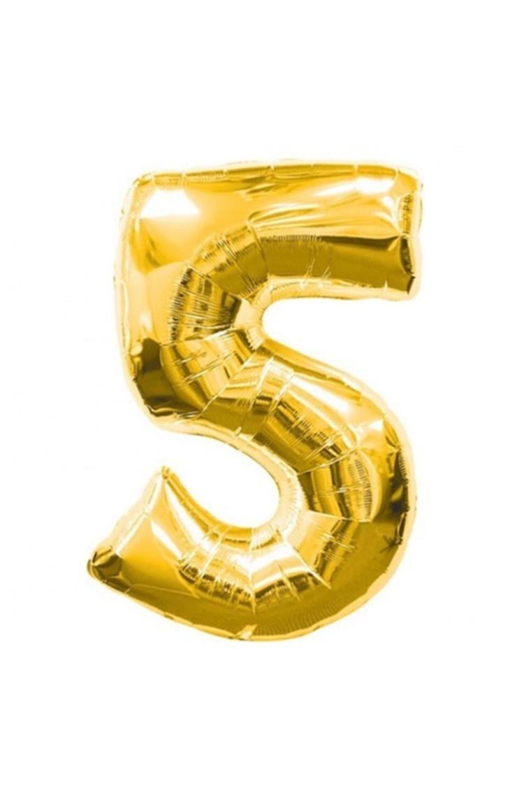 Baloncu Party Dünyası 5  Rakam Folyo Balon Gold 100 cm (1 Metre)