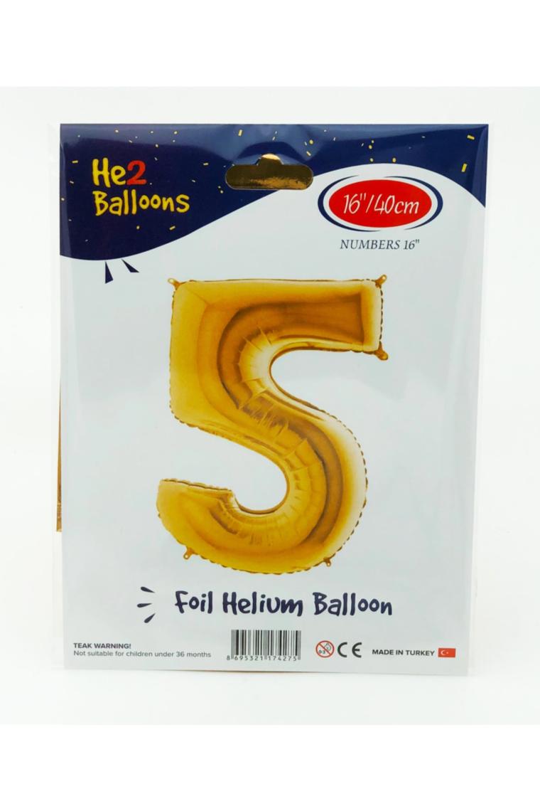 Baloncu Party Dünyası 5  Rakam Folyo Balon Gold 100 cm (1 Metre)