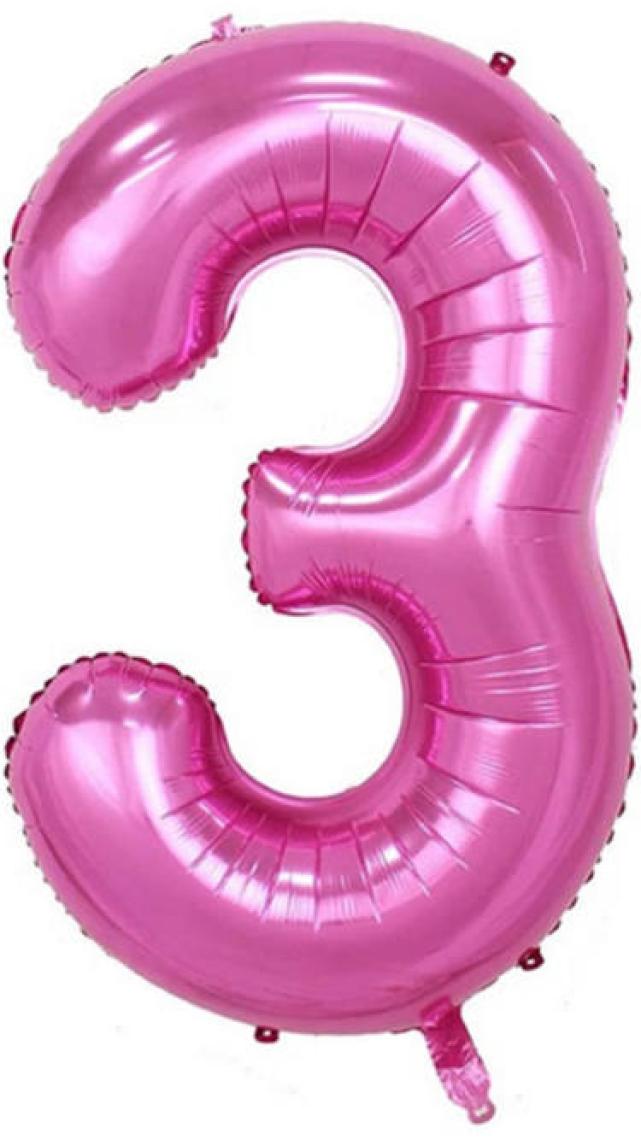 Best Parti Fuşya Pembe Folyo Rakam Balon 100 cm 3