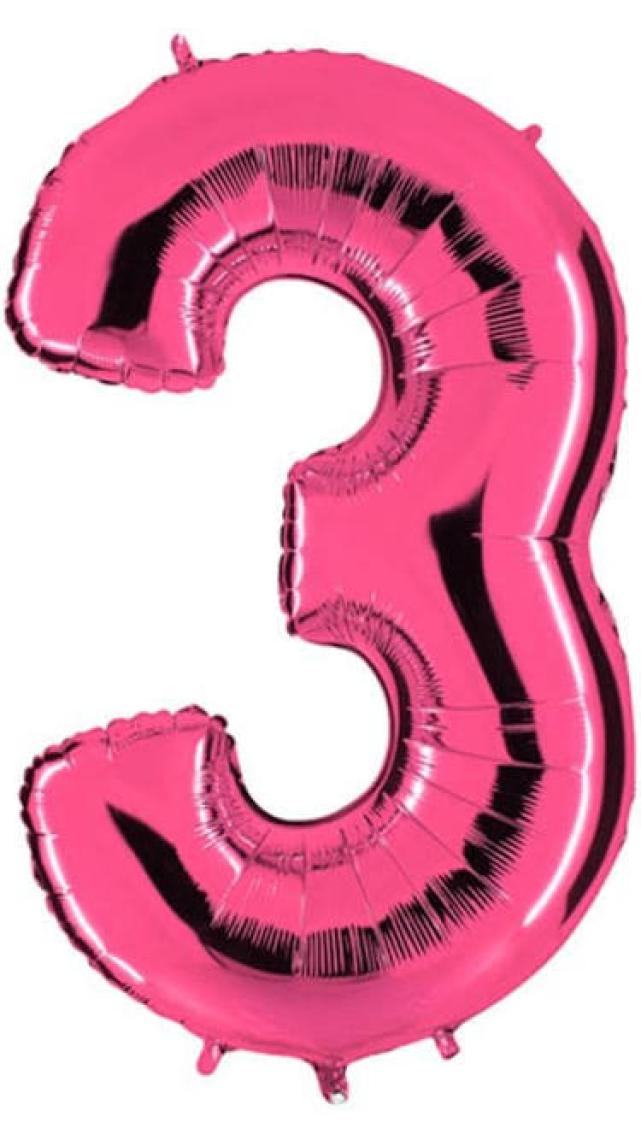 Best Parti Fuşya Pembe Folyo Rakam Balon 100 cm 3