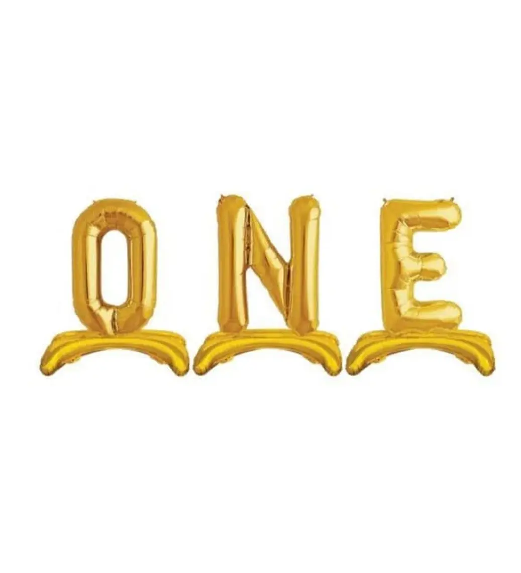 Ayaklı Büyük Boy One Folyo Balon 32 Inç 80 cm Gold
