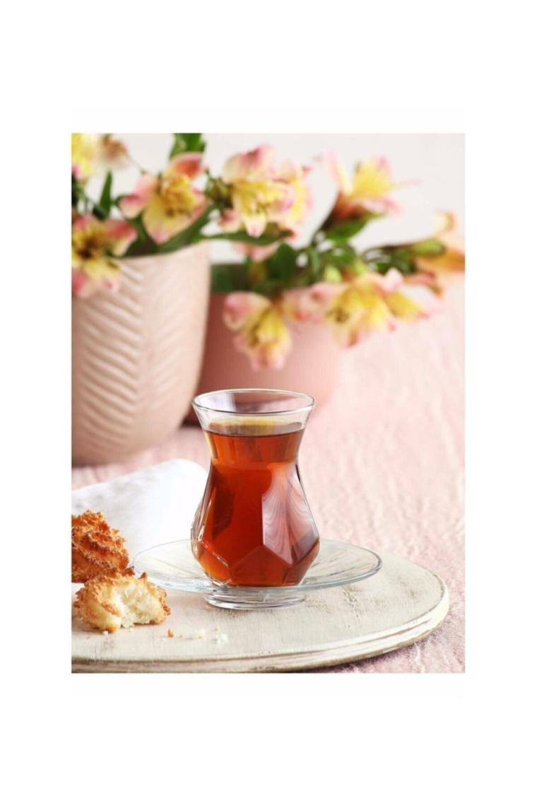 Cam 12'li Alya Çay Seti Çay Bardağı 12 Parça Beyaz 200-249 ml