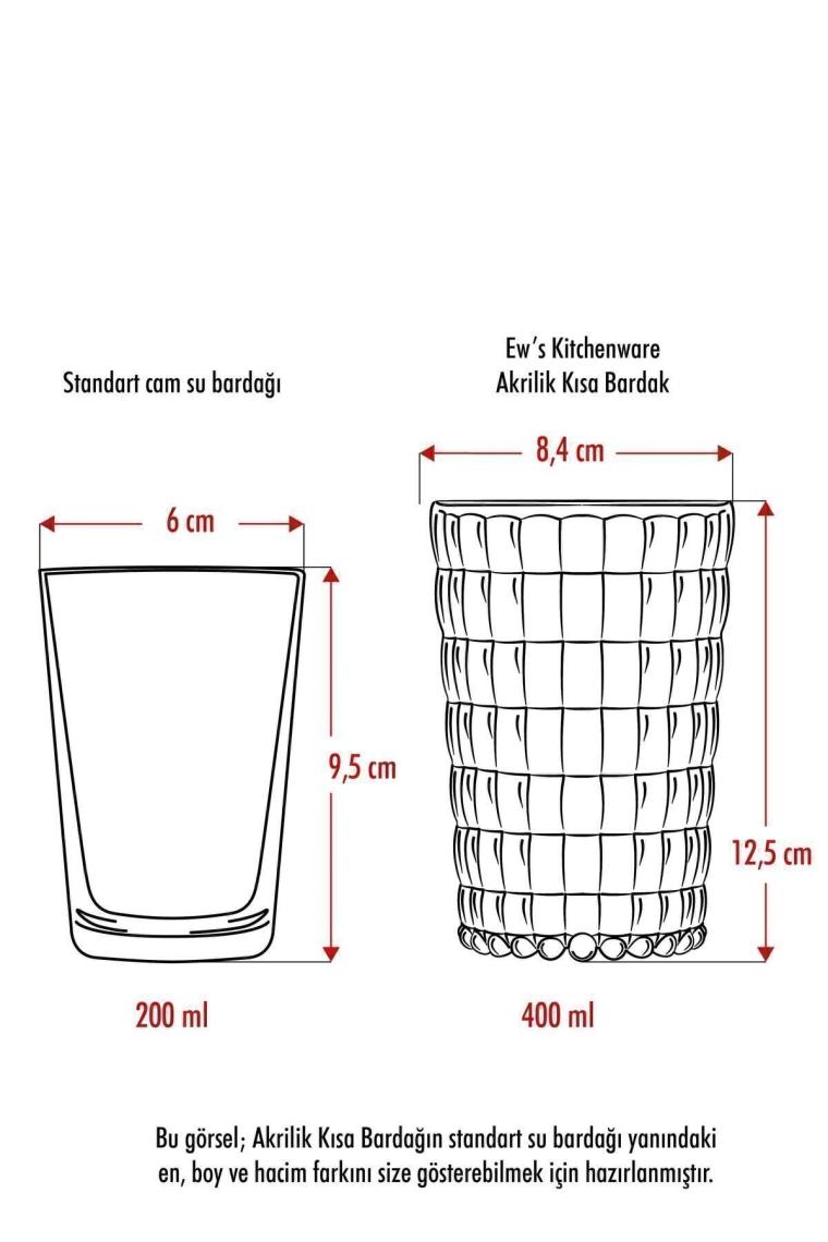 Akrilik Aquamarin Tekli Kısa Bardak & Su Meşrubat Kahve Yanı Bardağı 400 ml ( Cam Değildir )