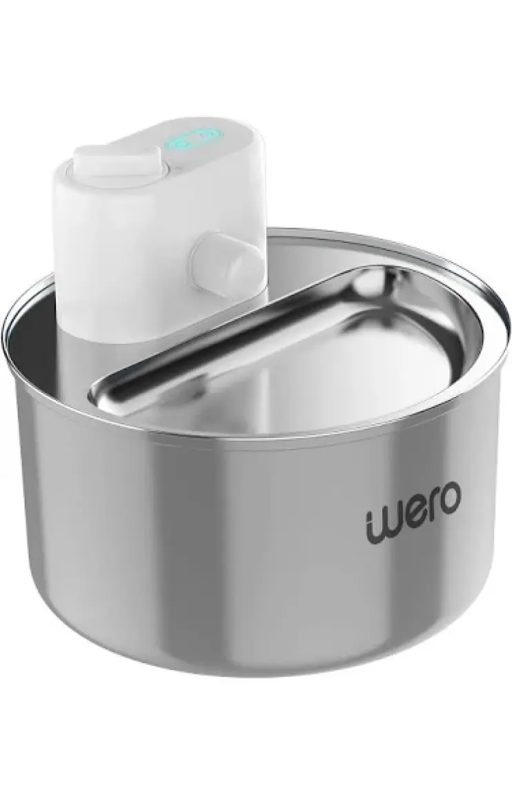 Wero Otomatik Kedi Köpek Su Şelalesi Su Pınarı Su Sebili (Paslanmaz Çelik) - Hareket Sensörü - 5200 mAh Şarj Edilebilir Batarya 180 Gün Bekleme Süresi - 3.5 Lt Otomatik Su Temizleme - Beyaz
