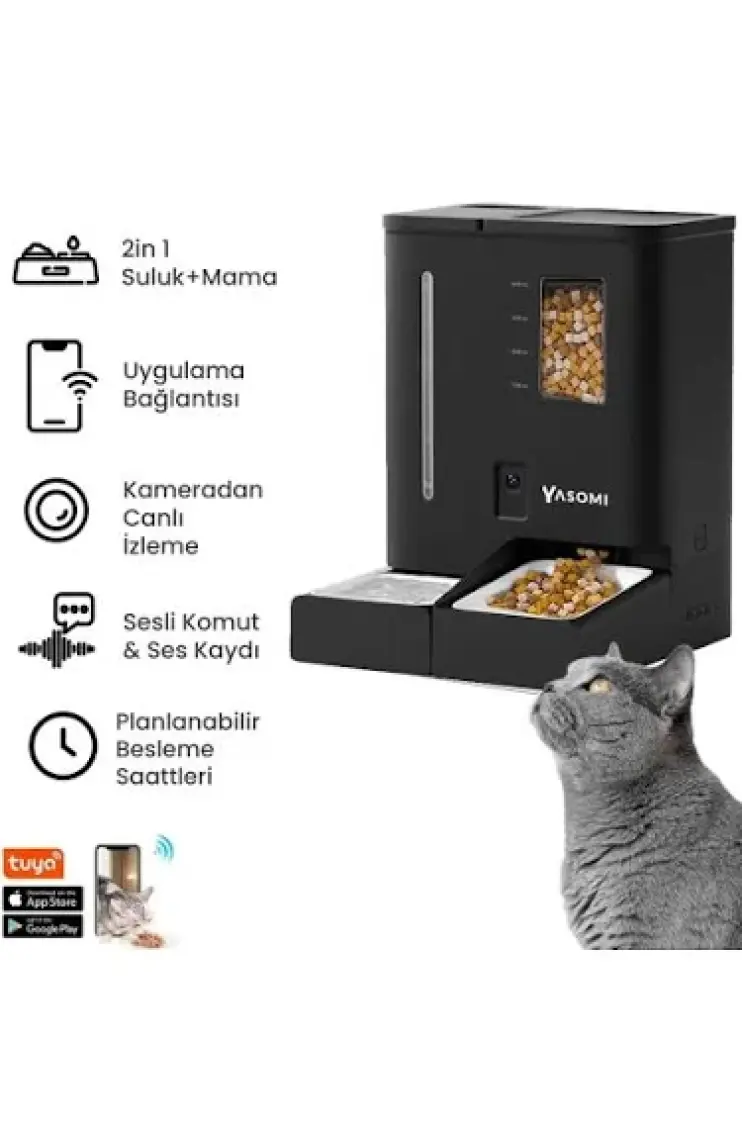 Yasomi DU-F03V Smartpaw+ 4l/5l Kapasiteli Şarjlı Akıllı Otomatik mama ve su kabı