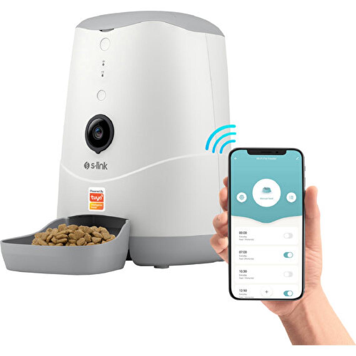 S-link Swapp SL-20 Smart HD Kameralı Wi-Fi TUYA Destekli Akıllı Otomatik Kedi Köpek Besleyici