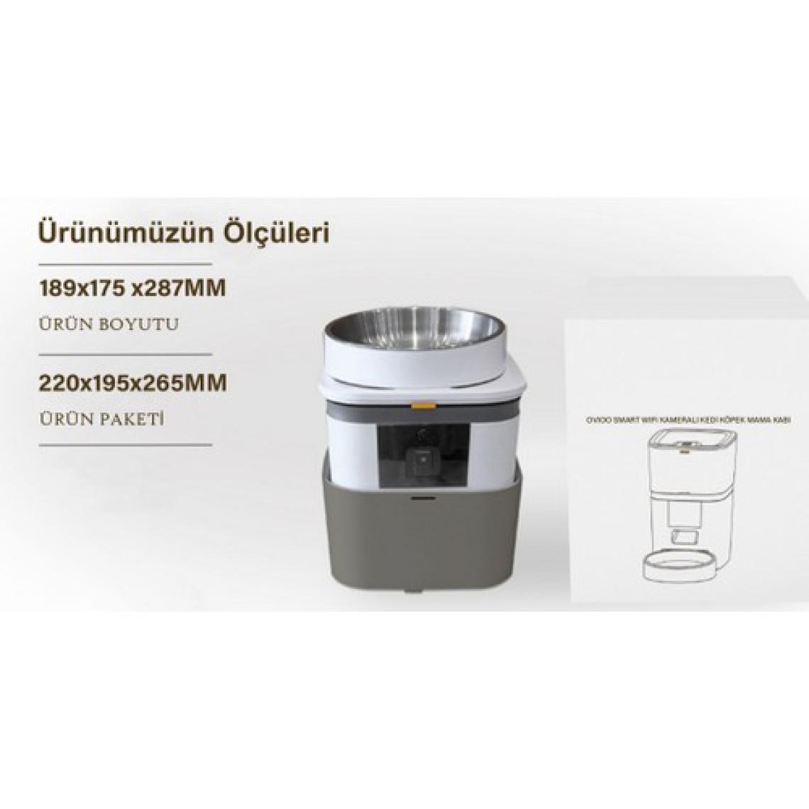 OVIOO QQ005 6 Litre Kameralı ve Uzaktan Wifi Bağlantılı Paslanmaz Kaseli Kedi ve Köpek Besleyici