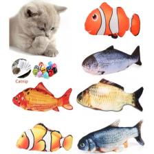 Tineke 6 Adet 3D Peluş Kedi Oyuncağı Balık Kedi Nanesi Otlu Çıngıraklı