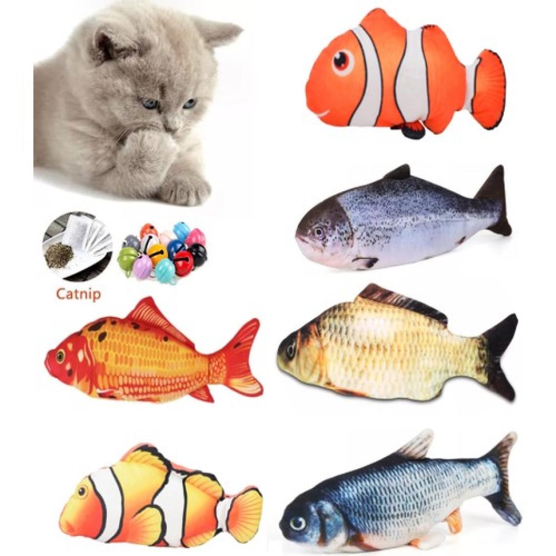 Tineke 6 Adet 3D Peluş Kedi Oyuncağı Balık Kedi Nanesi Otlu Çıngıraklı