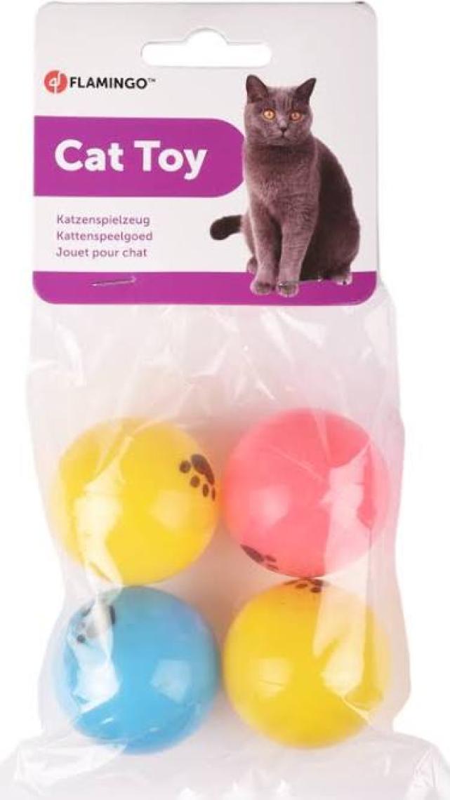 Flamingo Pinpon Top Kedi Oyuncağı 4 cm 4 Lü Paket