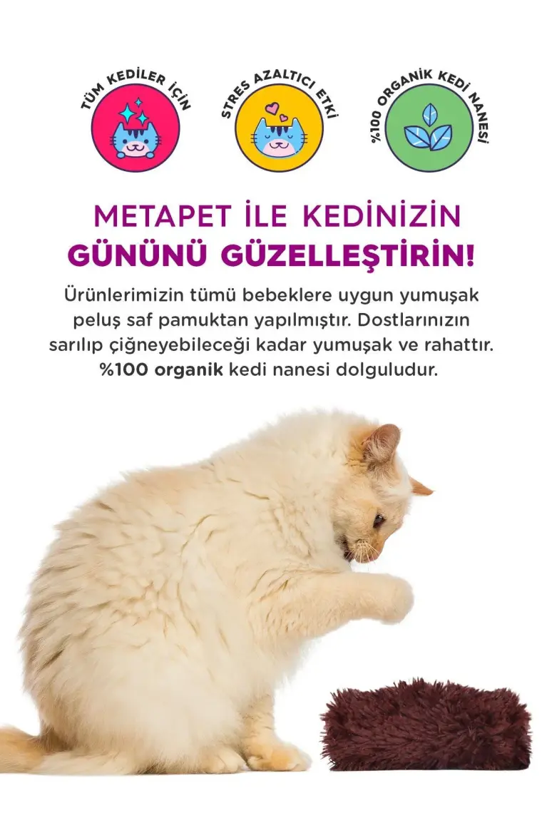 Metapet Catnipli Peluş Kedi Oyuncağı, Organik Kedi Nanesi Oyuncakları, Kedi Otlu Naneli Ürünleri
