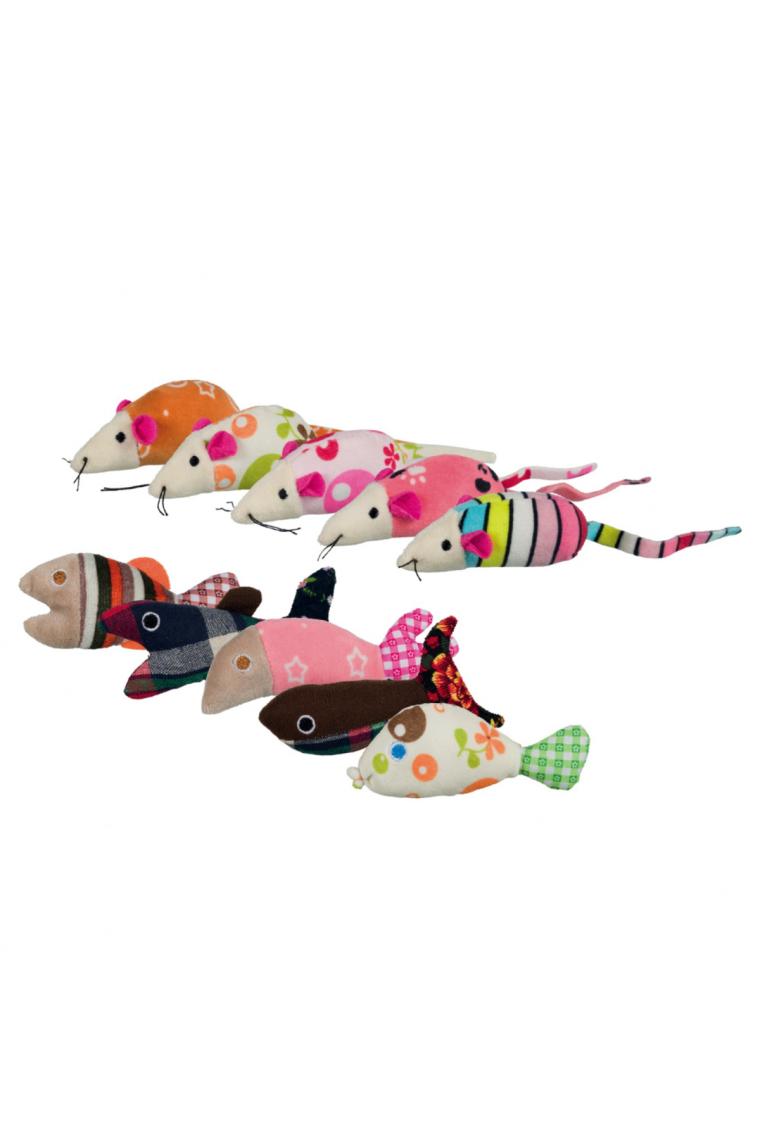 Trixie Kedi Oyuncağı Kedi Otlu Fare-Balık 9-12cm
