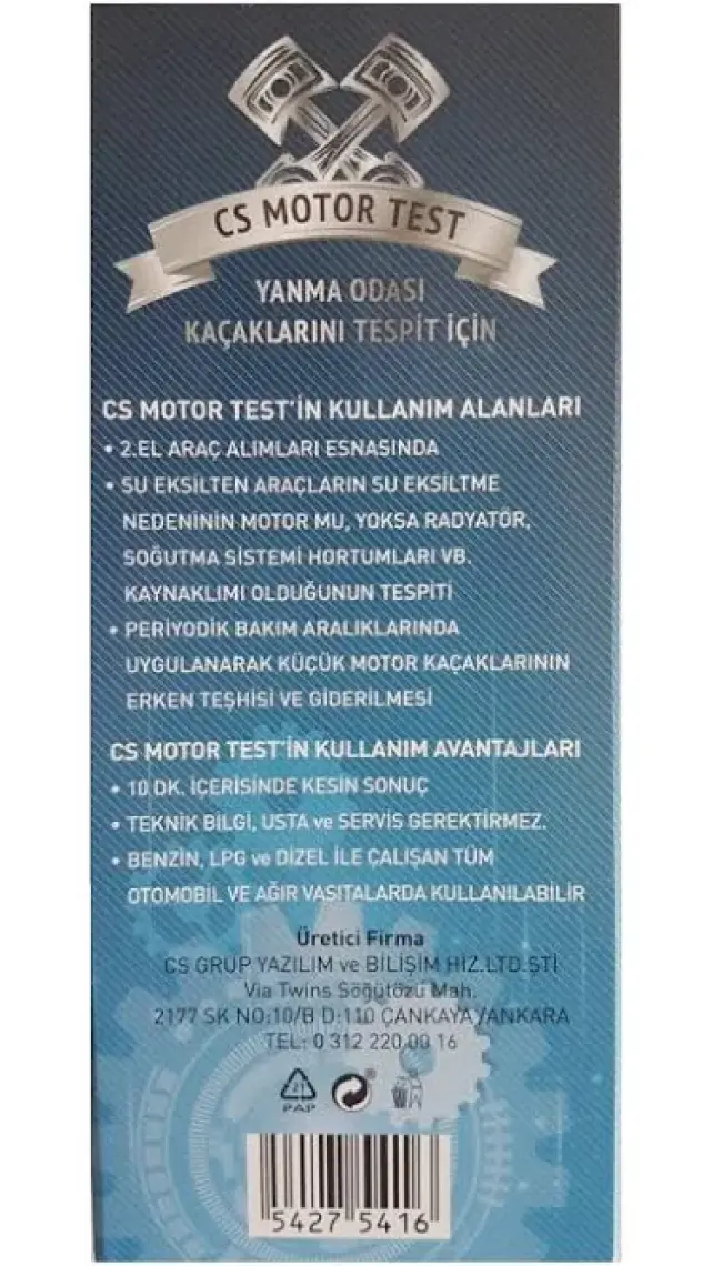 CS Motor Kaçak Testi: Silindir Kapak Contası ve Blok Çatlaklarını 10 Dakikada Tespit Edin! Tüm Araç Modellerine Uygun, Çok Amaçlı ve Kolay Kullanım.